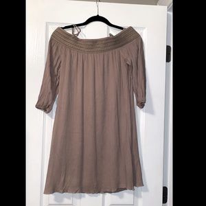 Tanish brown off shoulder dress